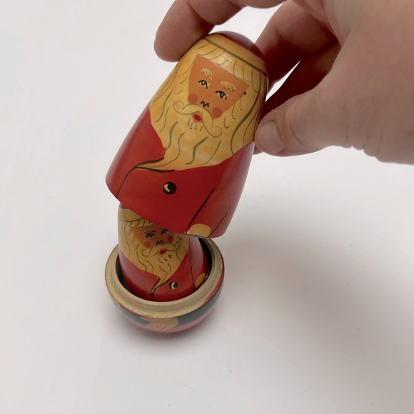 Vintage ⚜️♥️⚜️ Santa Family Christmas Russian Nesting Dolls Set of 3 - Picture 11 of 11